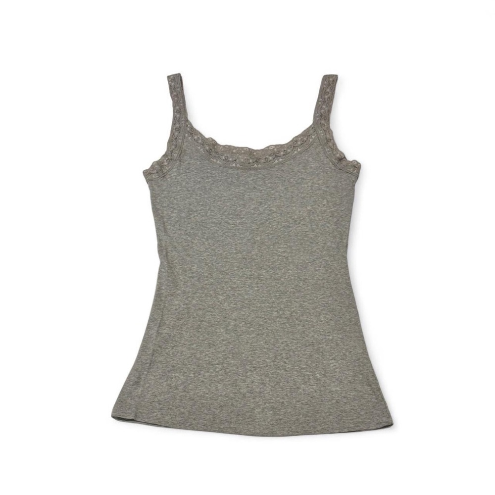 H&M Light Heather Gray Lace-Trim Scoop Neck Cotton Tank Size M